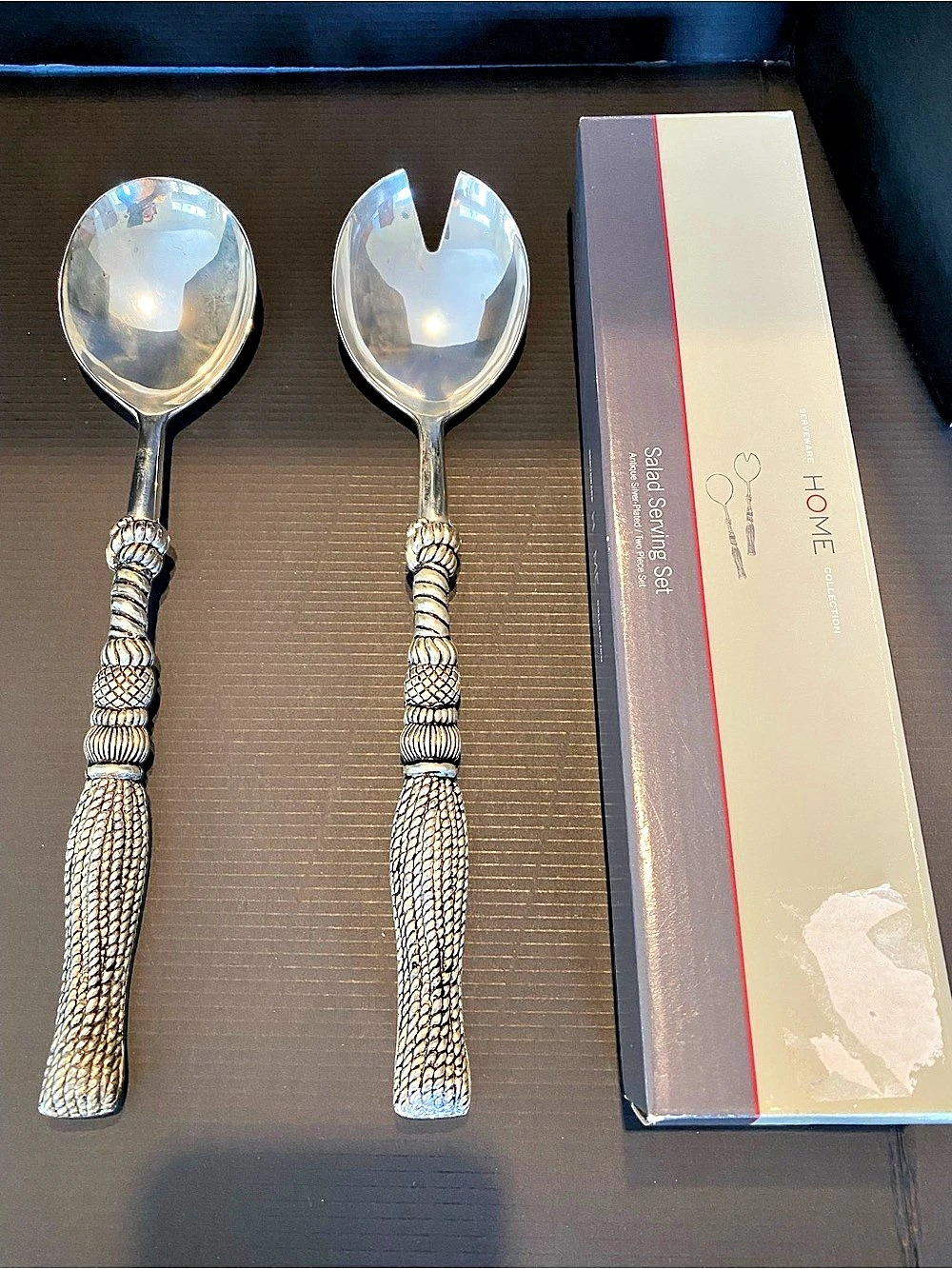 Home Serving Utensil Set Silver & Black